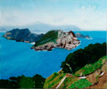 Montañas Y Accantilado En Medio Del Mar